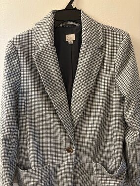 a new day Blue and White Plaid Single-Button Blazer